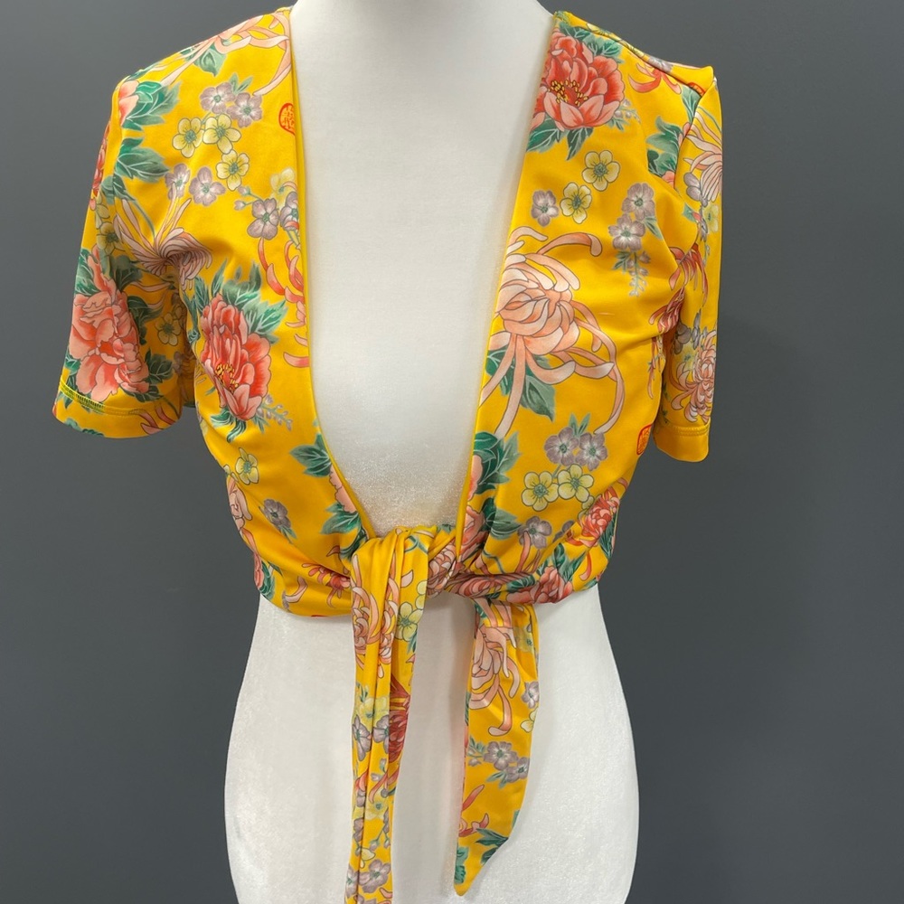 We Are Swim Top Yellow Floral Medium K4